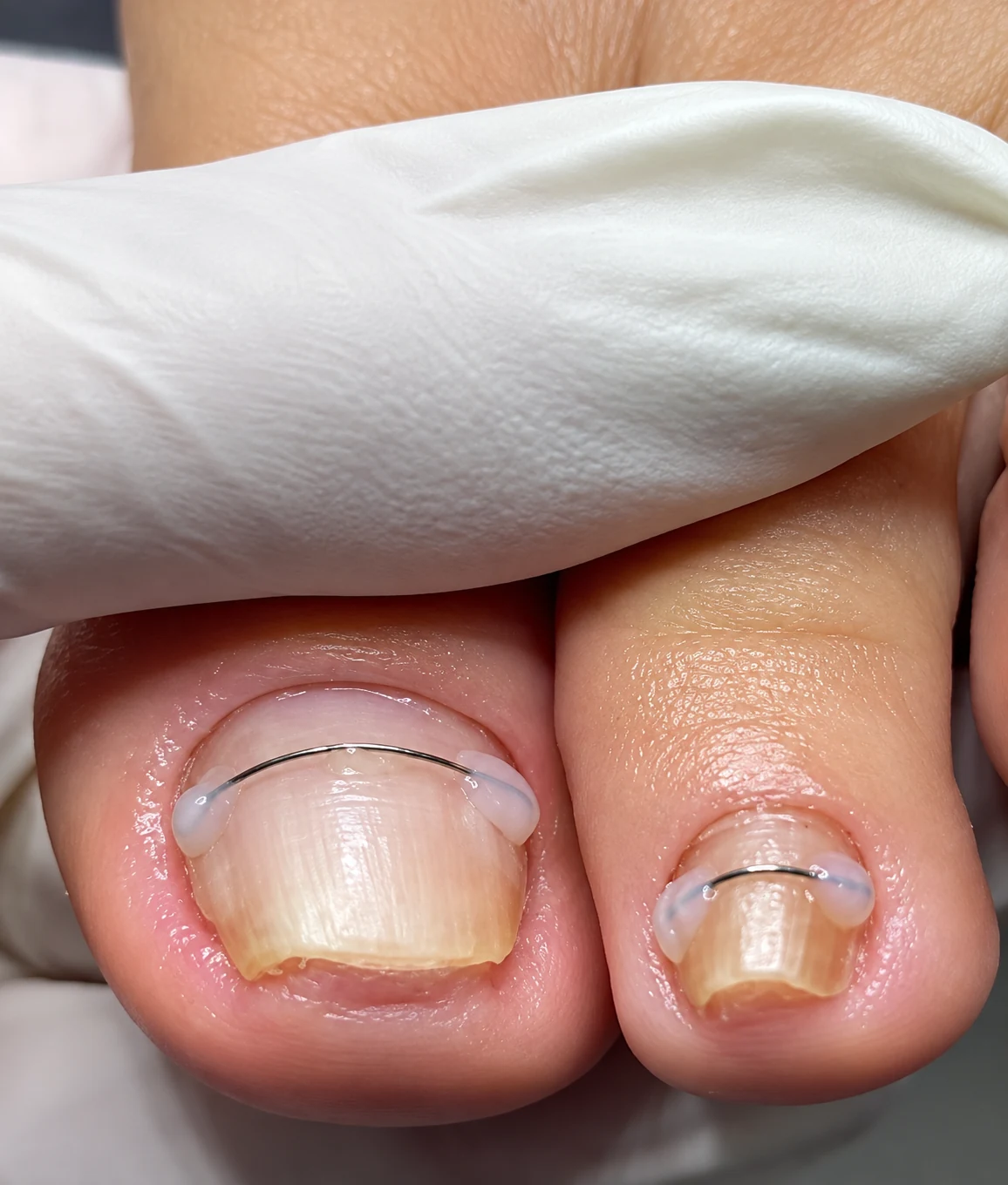 Correção podológica de unhas com órteses realizada pela WG